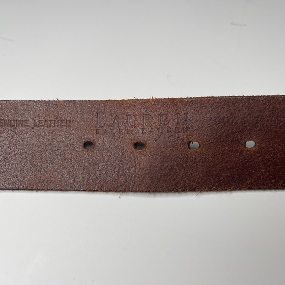 Vintage Ralph Lauren Leather Floral Brass Logo Buckle Belt Embroidery eyelash - Picture 4 of 5